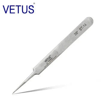 100% VETUS Original ST Series New HRC 38 Ultra Precision 302 Stainless Tweezers Mink Eyelash Extensions Anti Acid Super Fine Tip