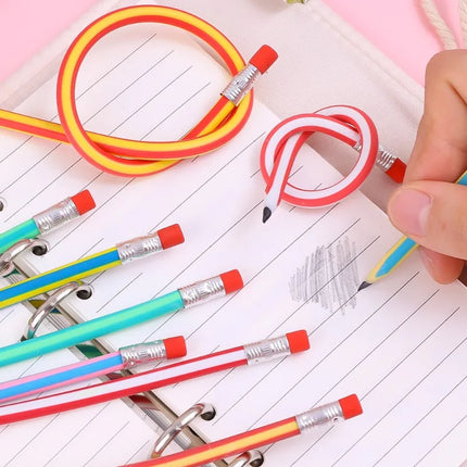 6/1Pcs Magic Bendy Flexible Soft Pencil with Eraser Colorful Creative Novelty Bend Pencils for Kids Student Gift School Supplies