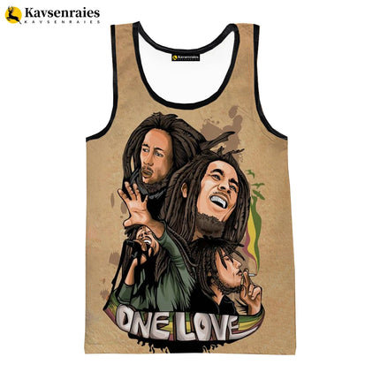 2023 New Fashion Bob Marley Tank Tops 3D Printed Graphic Polyester Sleeveless Shirts Men Hip Hop Harajuku Streetwear T-shirt