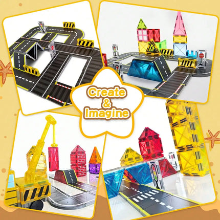 Magnetic Building Blocks Toys, Magnetic Tiles, Creative DIY Track Building Kit Construction Toys