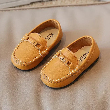 Boys Leather Shoes Black White for School Party Wedding Kids Formal Flats Loafers Slip-on Soft Loafers Children Moccasins 21-30