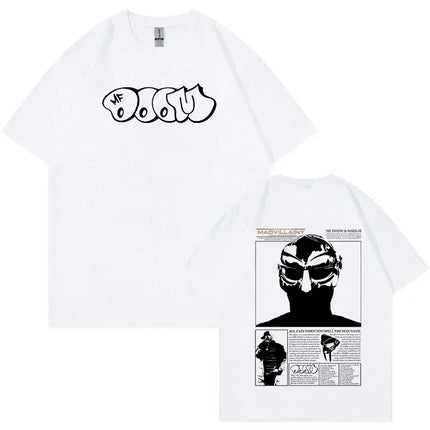 Rapper Mf Doom Graphic T Shirt Madvillainy Metal Music Album T-shirt Men Women Punk Vintage Oversized Cotton Tshirt Streetwear