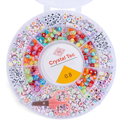 8 Styles Clay Beads Bracelet Making Kit Seed Letter Alphabet DIY Art Craft Beads Kit with Charms for Jewelry Making Crafts Gifts