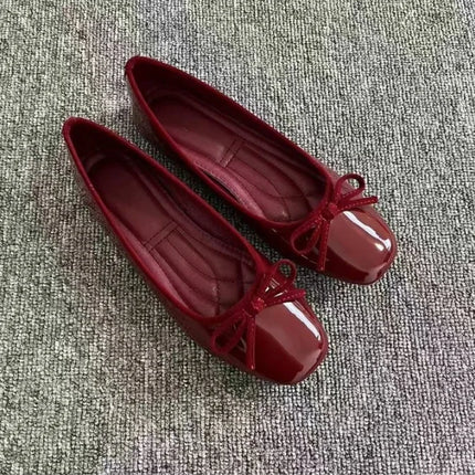 Women's Square Toe Bowknot Loafers Flat Shoes French Style Soft Sole Shallow Slip-Ons for Casual Office Comfortable Driving Shoe