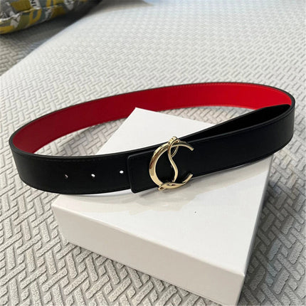 Genuine Leather Belt Unisex 3.8cm - Luxury Metal Buckle Fashion Belt / Ceinture Cuir Véritable Unisexe 3.8cm - Luxe Métal