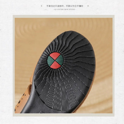 New Women's Breathable Perforated Leather Mules Vintage Tassel Slip on Flats Woman Casual Summer Shoes Hollow Slippers Outdoor