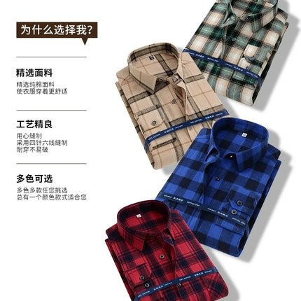11XL Fits 160 KG Men's Flannel Shirts Long Sleeve Big and Tall 100 Cotton Men's Plaid Flannel Shirts Long Sleeve with Pockets