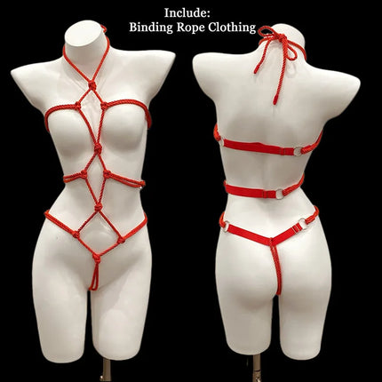 Women Hot Sexy Hollow Lingerie Crotchless Body Rope Bondage Open Crotch Jumpsuit Cosplay Underwear Female SM Sex Porno Clothing
