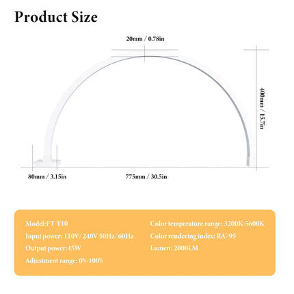 FOSOTO Overseas Warehouse LED Video Light Half-moon Fill Light Lash Nail Desktop Light For Beauty Eyelash Tattoo Makeup