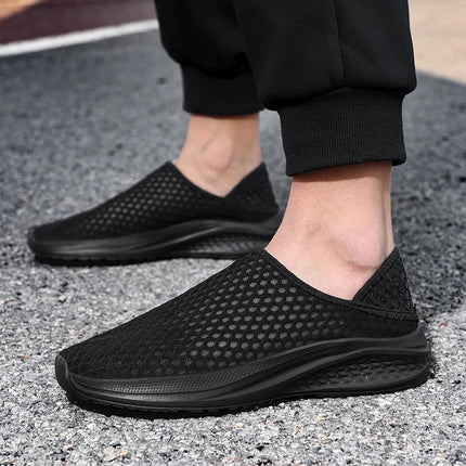 Oiaano Barefoot Man Grey Shoes Mesh Knit Slip On Ultra Light Breathable Soft Bottom Workout Casual Sports Shoes Outdoor Runing