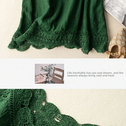 Korean Japanese Brand Lace Hollow out Svel Thin Top Women Summer Loose Linen Csole Vest Inner Wear Tank Top