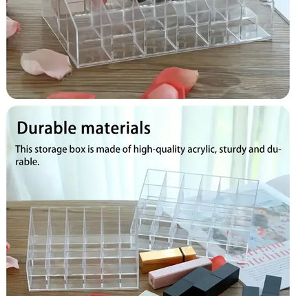 24 Grid Lipstick Holder Acrylic Cosmetics Storage Box Can Store And Sort Lipstick Nail Polish And Jewelry Display Rack
