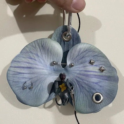 Exquisite Phalaenopsis Orchid Lily Keychain Creative Simulation Flower Bag Pendant Fashion Backpack Decoration Accessories Gifts