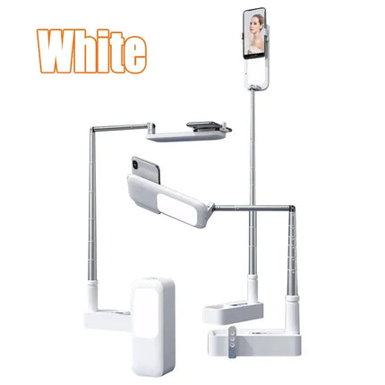 Multifunction PTZ Mobile Phone Live Dual Holder with 1000mAh Fill Light  Bluetooth Remote Control Retractable Shooting Stand