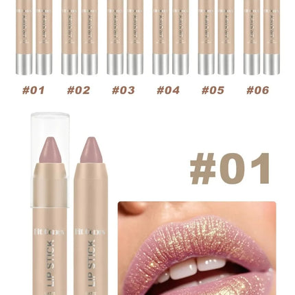 Glitter Pearlescent Crayon Lipstick Quicksand Golden Shining Non-stick Cup Shiny Lip Tint Fine Shimmer Lip Liner Stick Makeup
