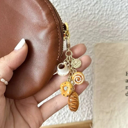 1PC Creative Unique Doughnut Bread Coffee Phone Charm Strap Pendant Lanyard Simulated Food Toys Keychain Bag Accessories Gift