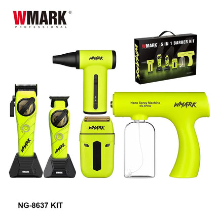 WMARK Hair Trimmer 5 in 1 Barber KIT Professional Shaver Hair Dryer and Spray Bottle Adjustable Hair Trimmer for Men NG-8637 KIT