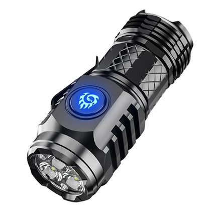 Mini Portable High Brightness 3 LED Flashlight Rechargeable Power Display Multifunctional Mini Outdoor Light Use Fishing Camping