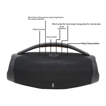 100W High-power Portable Bluetooth Speaker Outdoor Sports RGB/USB/TF Card Subwoofer 360 Surround Sound War Drum Speaker