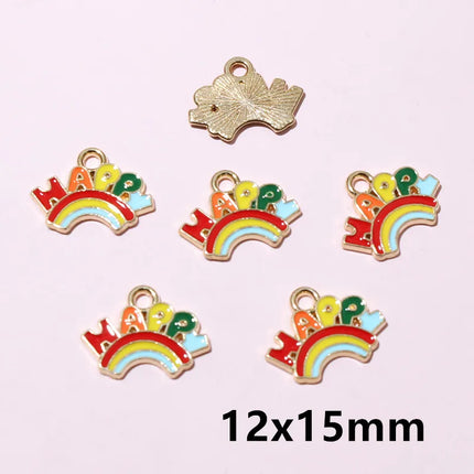 10pcs Rainbow Charms Cute Enamel Metal Charm Pendant for DIY Necklace Bracelet Jewelry Making