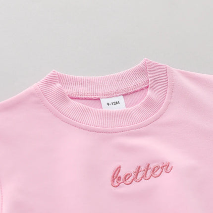 2PCS Girls' spring and autumn alphabet embroidered long-sleeved two-piece set for baby girls