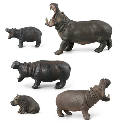 High Quality Simulated Wildlife Set Roaring Hippopotamus Model Realistic Hippo Family Decor Toys For Children Christmas Gifts