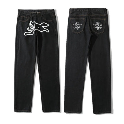 2026 Ropa Dog Print Streetwear Men Hip Hop Baggy Jeans Pants Y2K Clothes Straight Loose Goth Denim Trousers Pantalones Vaqueros