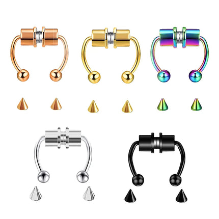 Stainless Steel Fake Piercing Nose Ring Hoop Septum Non Piercing Nose Clip Rock HipHoop Magnet Fashion Punk Women Nose Hoop Ring