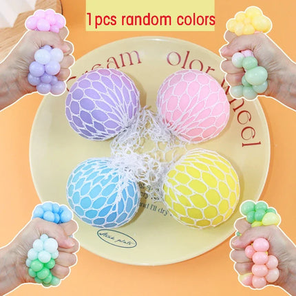 6CM Hand Squeezed Tri Color Flour Grape Tennis Ball Decompression Toy TPR Sticky Slow Rebound Adult Pressure Ball Gift