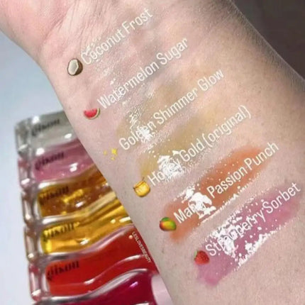 Water Light Honey Essence Lip Oil Long Lasting Moisturizing Fruity Shimmer Jelly Reduce Lip Lines Liquid Lipstick Gloss Makeup