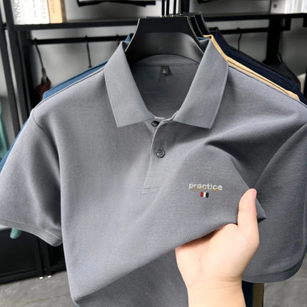 100% Cotton Luxury Brand Short Sleeve Polo Shirt Fashion Letter Embroidery Men's Summer Breathable Business Casual Lapel T-shirt