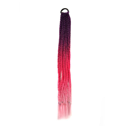 Braided Ponytail Extension Synthetic Colorful Hair Extension For Women 24inch Rainbow Hair Braids Extensions