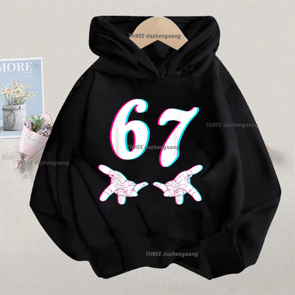 Autumn Children's Comfortable Hoodies 67 Six Seven Digit Print Kid Cute Fleece Sweatshirt Boys Girls Casual Fashion Sport Hooded