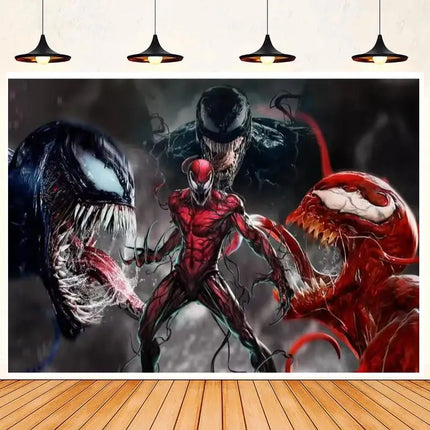 Venom Themed Photography Background Banner Carnage Dark City Backdrop Marvel Superhero Boy Birthday Party Decoration Photo Props