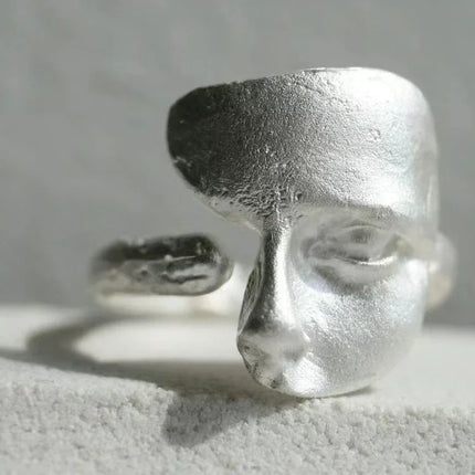 LATS New Creative Mystical Masked Face Open Rings for Women Men Goth Style Personality Mask Finger Jewelry Gift Wholesale