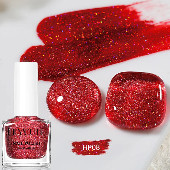 LILYCUTE 7ml Nail Polish Sliver Glitter Colorful Shining Effect Nail Art Varnish DIY No Need Of Lamp To Cure