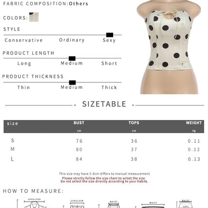 Weird Puss Polka Dot Strapless Tank Top Women Lace-Up Hollow Backless Sexy Summer Trend Hottie Wild Classic Skinny Streetwear