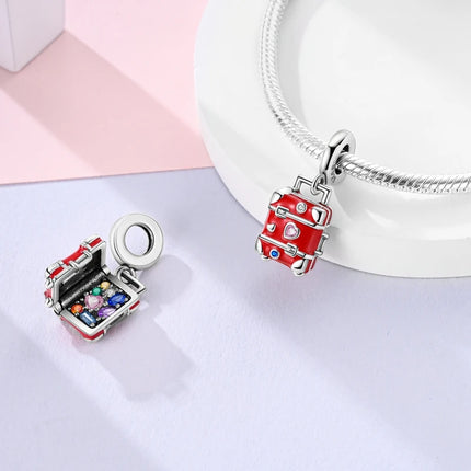 New 925 Sterling Silver Charms Bead Red Cherry Strawberry Love Heart Charm Fit Original Bracelet Pendant DIY Jewelry For Women