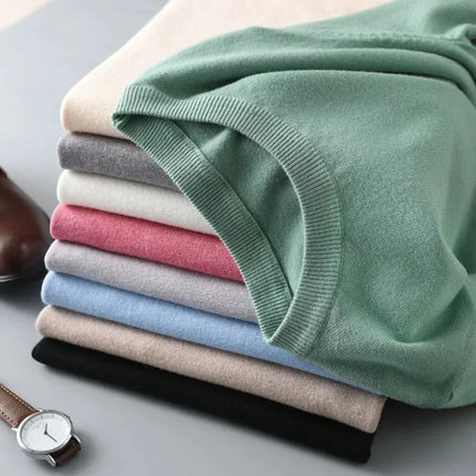 2025 Superfine Merino Wool T-Shirt Men's Knitted O-neck Breathable Thin Cashmere Short Sleeve Tee Solid Color Tops