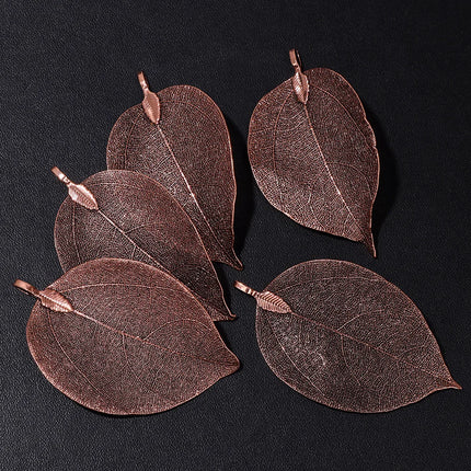 5pcs/set 40-60mm Electroplated Leaf Pendants Mixed Gold Color Natural Leaves Charms For DIY Necklace Earrings Jewelry Accessorie