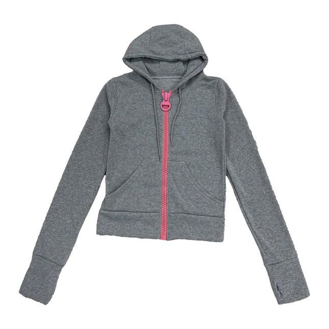 American Style Millennium Spicy Girls Chic Zipper Hooded Sweatshirt High Street Trendy Retro Fashion Versatile Zipper Sweatshirt