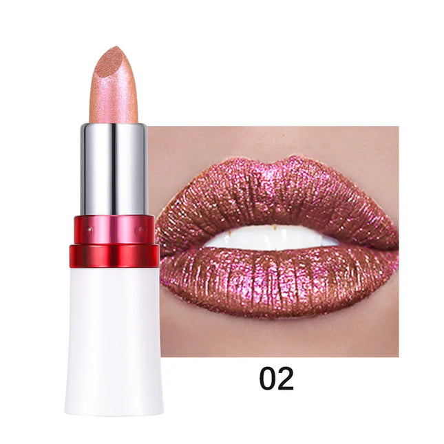 Radiation Metallic Blue Purple Chameleon Lipstick Glitter Diamond Color-Changing Green Lip Gloss Pearl Shine Charming Makeup