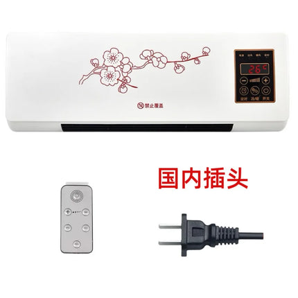110V Wall Mounted Electric Heater Bathroom Hot Cool Fan Heater Remote Control Indoor Space Warmer for Bedroom Home Office