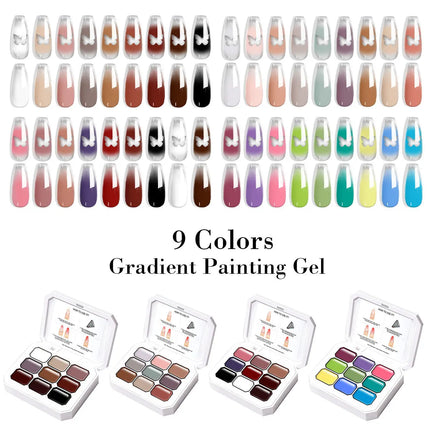 9-colors Memories of Autumn Patter Glue Smudges Canned High Saturation Popular Semi-solid Nail Polish Glue Nail Salon