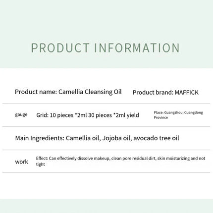 Maffick10pcs/30pcs Cleansing Oil Camellia Sublime Nourishing Moisturizing Deep Pore Cleansing Makeup Removing Oil