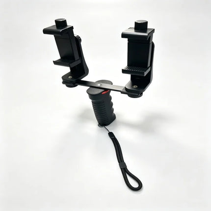 Dual Phone Holder Mount Stand for Live Streaming Video Recording Adjustable Handheld Gimbal Stabilizer with Tripod for TikTok Vl