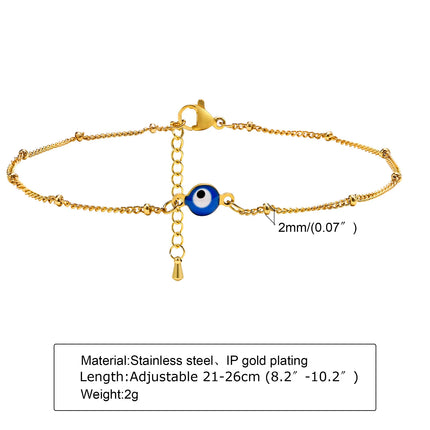 Stainless Steel Lucky Evil Eye Anklet Bracelet for Women, Blue Eye Beaded Chain Foot Anklets Summer Beach Lucky Amulet Gift