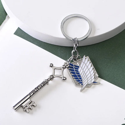 Anime Attack On Titan Keychain Shingeki no Kyojin Scouting Legion Emblem Pendant Key Chain for Women Men Cosplay Jewelry Gift