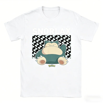 2026 Hot Sale Pokemon Snorlax T-shirt Cute Anime Cartoon Graphic Print Tee Men Women Casual Short Sleeve Summer Top Fans Gift