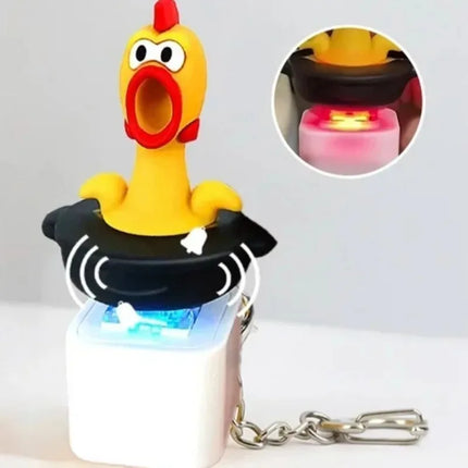 Funny Screaming Chicken Keychain Sound Light Press Button Stress Relief Fidget Toy Cute Bag Pendant Novelty Gift